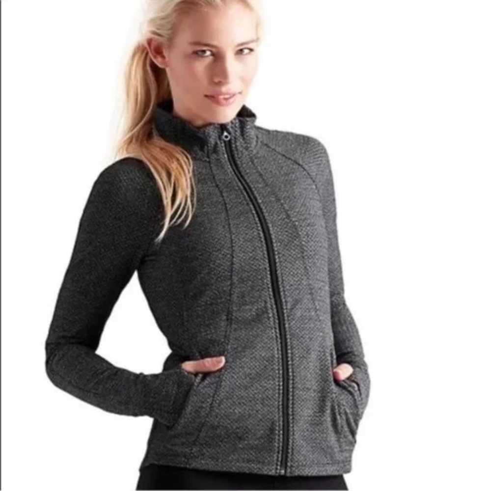 Athleta Hope Herringbone Black/Gray Full-Zip Jacket